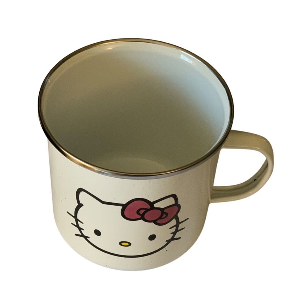 Hello Kitty 21 oz Enamel Camper Cup Mug White New